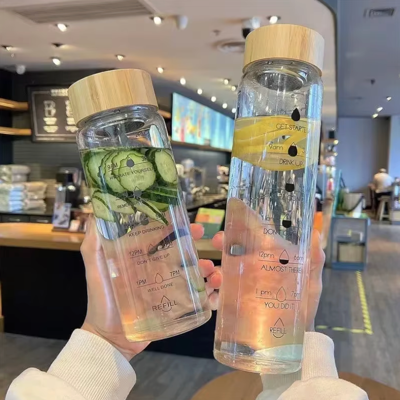 Borosilicate Glass Water Bottle with Bamboo Lid & Tea Infuser | 700ml / 1000ml