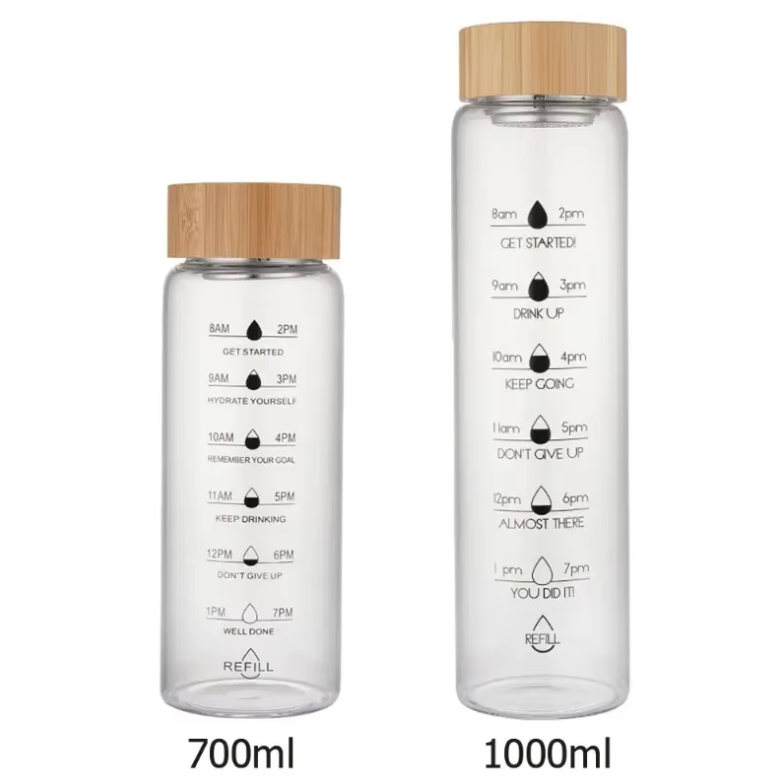 Borosilicate Glass Water Bottle with Bamboo Lid & Tea Infuser | 700ml / 1000ml